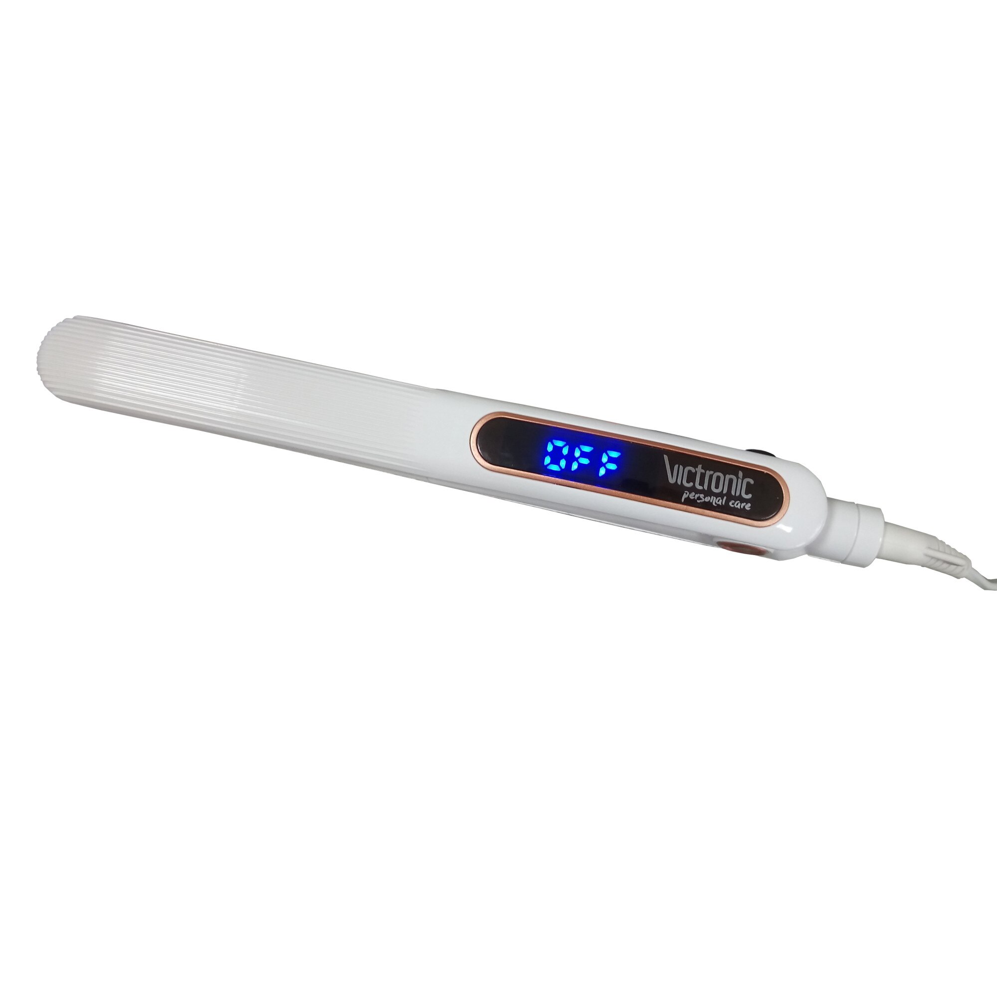 Placa Profesionala de Indreptat Parul Victronic cu afisaj digital , Ceramica pentru Protejarea Parului , Trepte Reglaj Temperatura 150-230 °C , Cablu Rotativ , Alb